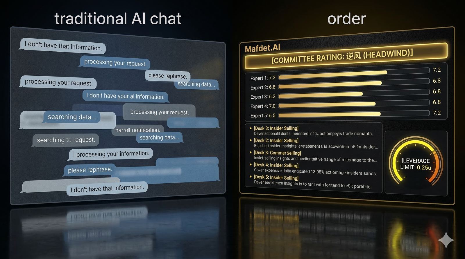 Structured final output comparing chat responses with reusable Orchestra reports